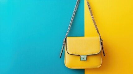 A high-end designer shoulder bag placed against a gradient color background