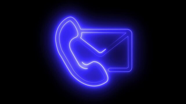 Glowing Neon Contact Mail Icon Animation | HD Video on Black Background