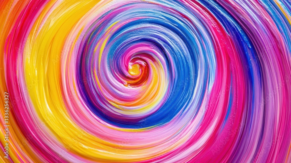Poster A colorful and swirling spiral with various vibrant color patterns