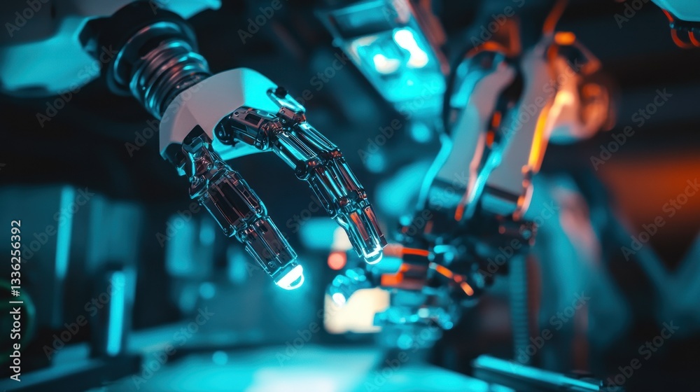 Poster a close up view of a robotic hand design