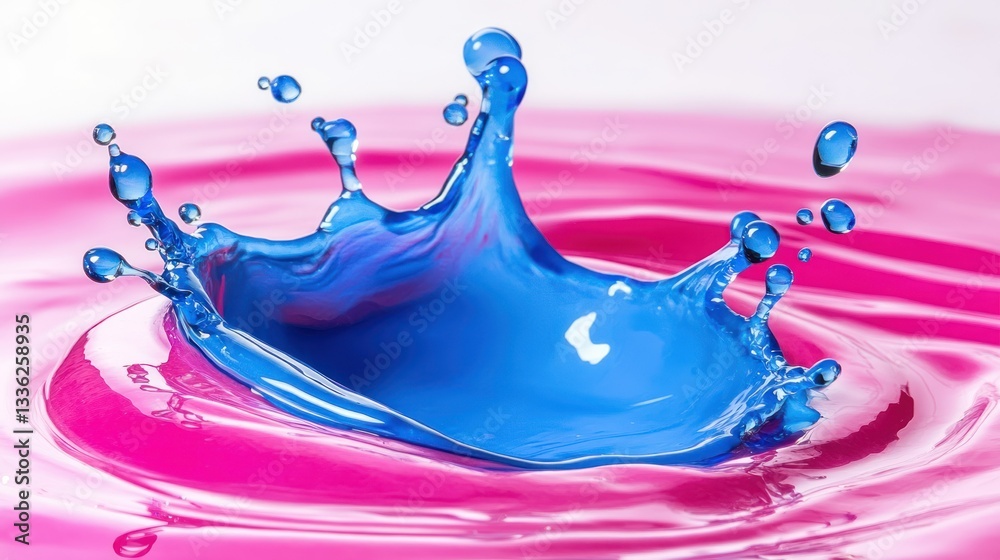 Poster blue colored liquid crown splash creating a vibrant and artistic display