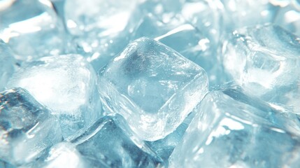 Transparent ice cubes stacked together for cooling a beverage