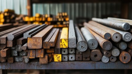 Naklejka premium A side-by-side comparison of different steel grades, from mild steel to high-carbon steel, showing their uses and properties.