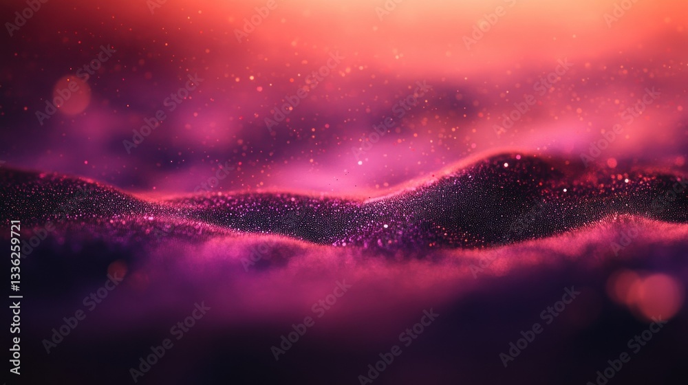 Poster Abstract image of a shimmering particle field with color variations