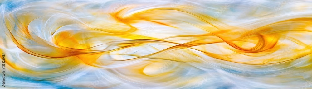 Poster abstract flowing golden yellow and white color combination is displayed