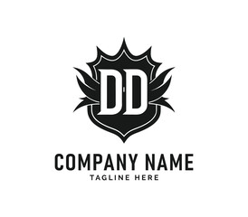 Obraz premium DD Monogram Logo Design. Bold Monogram DD Logo Design Shield, Crown, Wings, Emblem, Vector