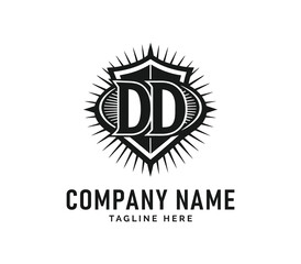 Fototapeta premium DD Monogram Logo Design. Bold DD Monogram Logo Design Shield, Sunburst, Initials, Vector