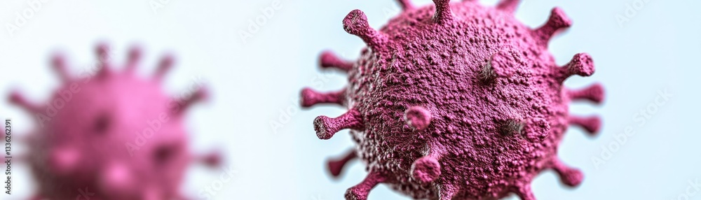 Aufkleber detailed closeup of a purple virus particle floating in space