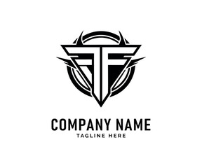 FF Monogram Logo Design. Bold Black Letter FF Logo Design Tribal, Geometric, Electric, Vector