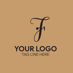 Elegant Script Letter F Logo – Classic and Stylish Branding Design