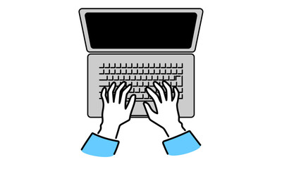 Hands of a man using a computer