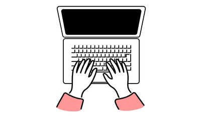 Hands of a woman using a computer
