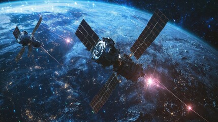 A space exploration team using pulse technology to send signals across deep space, ensuring high-speed communication between distant spacecraft