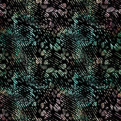 Obraz premium animal and abstract pattern work, snake and leopard skin mixed patterns, patterns suitable for fabric print and background.Abstract artistic background. modern Art feathers leopard pattern and repeat 