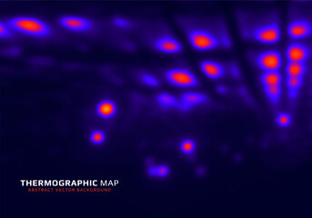 Heat map. Abstract infrared thermographic background. Temperature distribution and data analysis. Thermal imaging concept. Vector illustration.