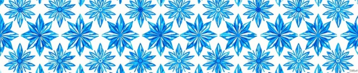 Intricate blue and white decorative flower design repeat background, seamless, pattern, ornamental