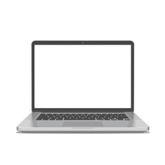 Fototapeta premium Modern laptop in minimalist style on white background, educational potential