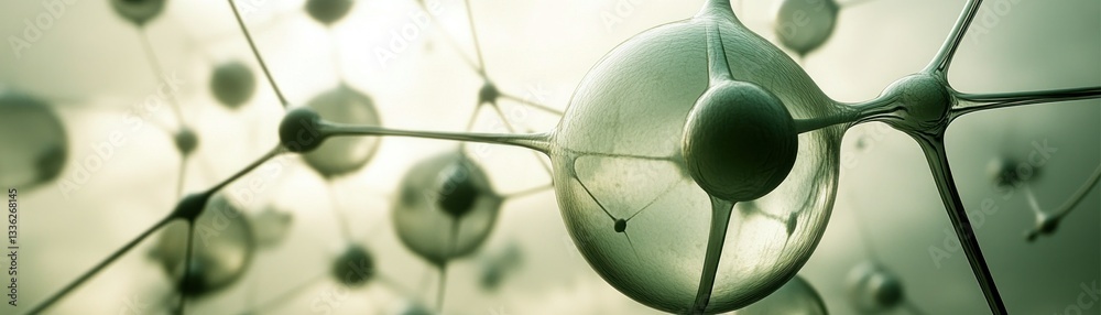 Poster abstract green molecular structure representing scientific research and concepts