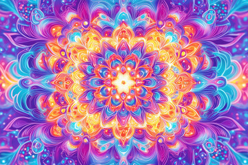 Mandala of Colors: A mesmerizing display of vibrant colors and intricate patterns radiates outwards in this artistic interpretation of a mandala, inviting introspection and a sense of balance.