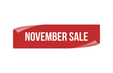 Red banner November sale isolated on white background.