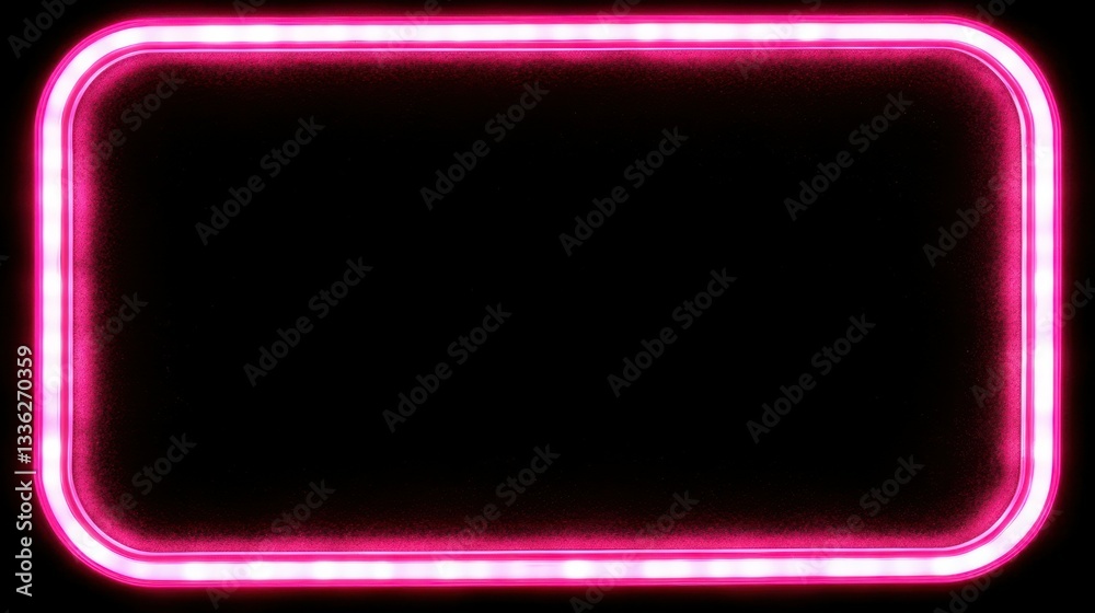 Poster a bright pink neon rectangle with rounded corners displayed on black