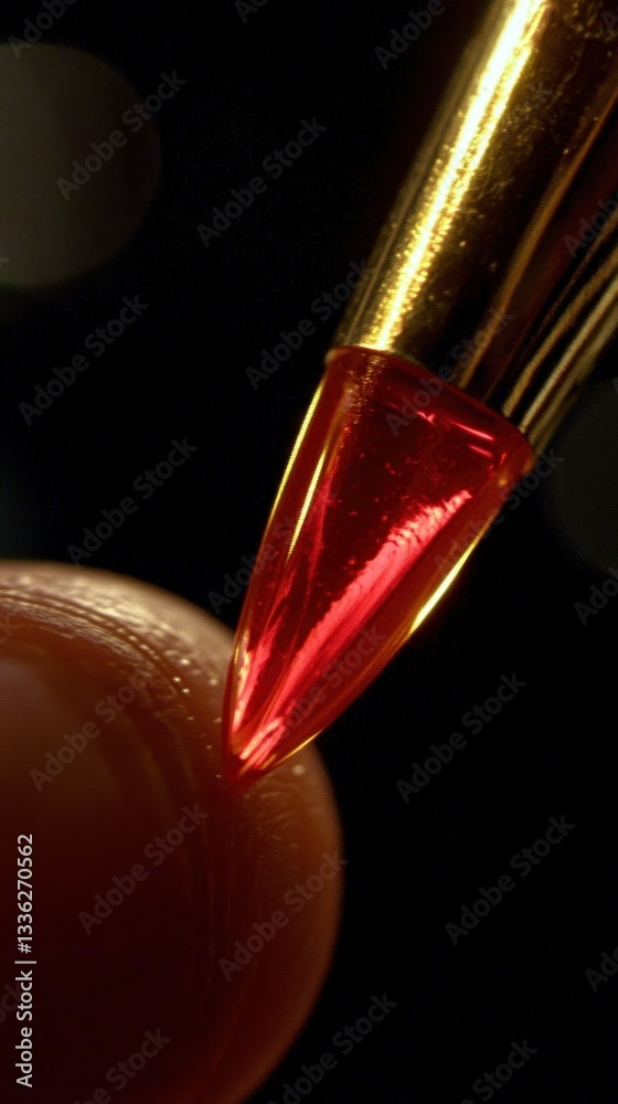 Aufkleber a close up image shows the tip of a pen