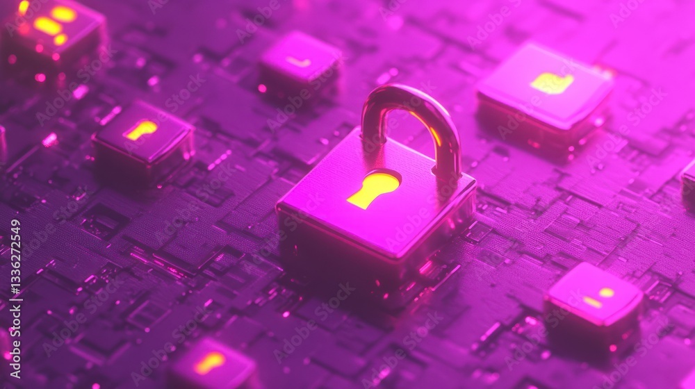 Poster A digitally created image of a locked and secure network