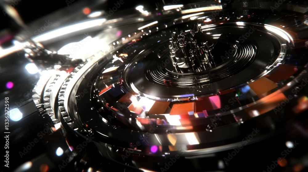 Poster Futuristic abstract design displaying a complex detailed technological structure