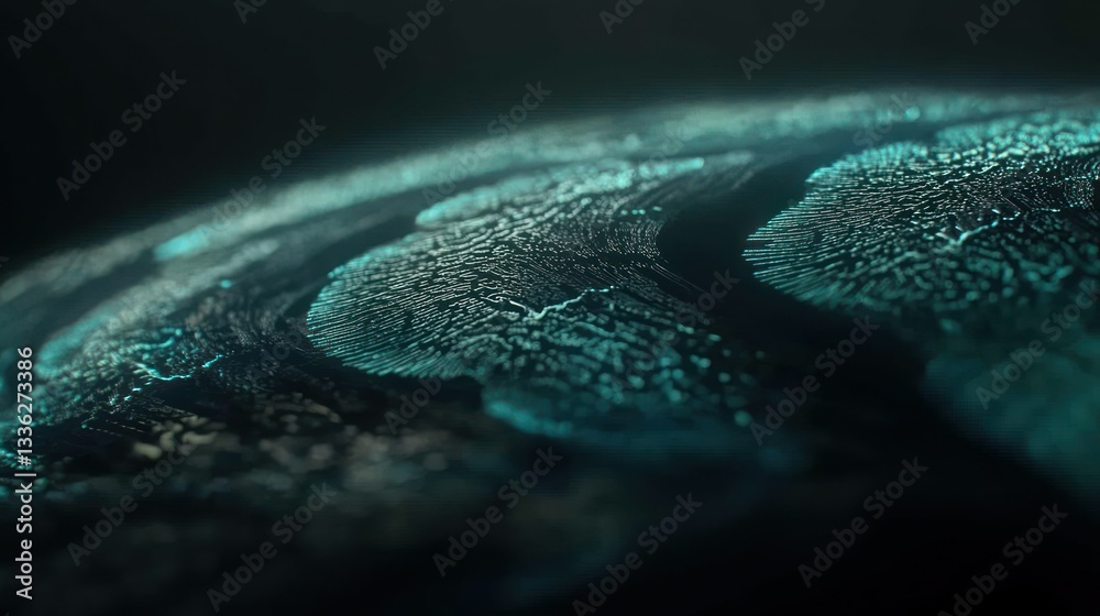 Poster An abstract view of glowing patterns on a surface