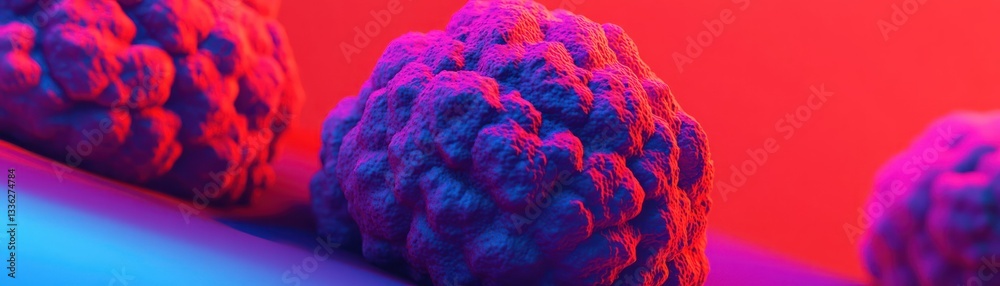Poster Close up of several textured forms with vibrant lighting effects