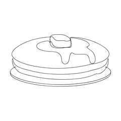 Delicious Stack of Buttery Pancakes, Syrup Drizzled, Breakfast Treat