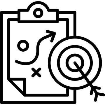 black and white strategy plan with target clip art preview