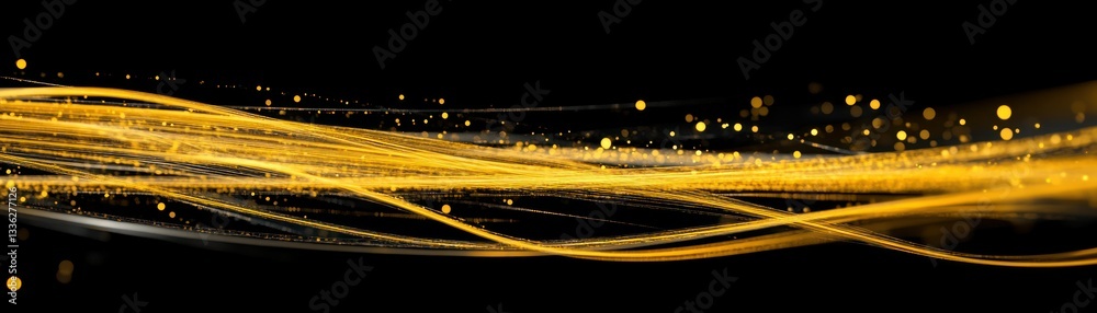 Poster a flowing golden abstract design against a black background