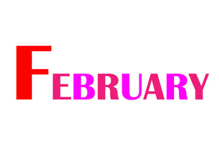 FEBRUARY - Colorful month name of white page