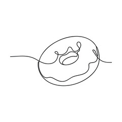 Continuous Line Art Drawing of Glazed Donut Dessert