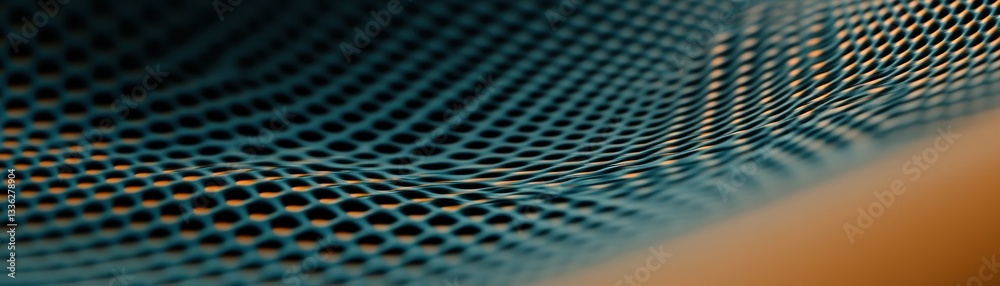 Poster Close up view of a detailed mesh with grid pattern