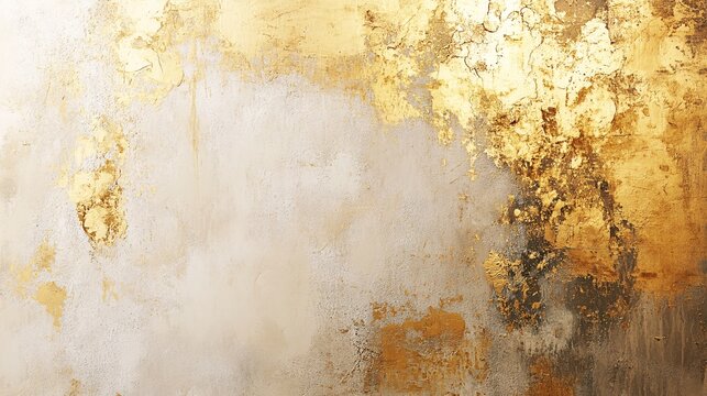 A textured abstract background with gold paint and neutral tones