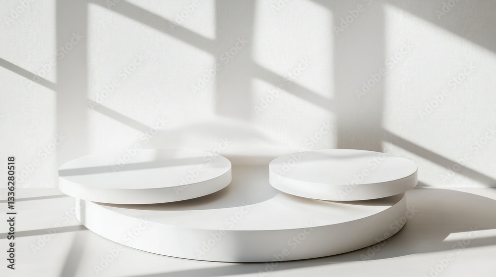 Aufkleber a simple geometric stage showcases items with shadows from light