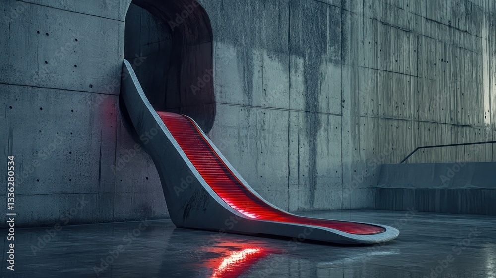 Poster A modern architectural design with a red illuminated slide
