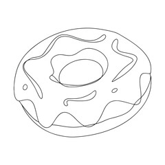 Sweet Donut Line Art Delicious Glazed Ring Pastry Treat