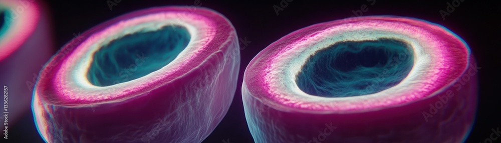 Aufkleber Detailed close up image of two sliced abstract rounded forms