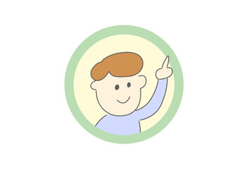 子ども, 男の子, イラスト, アイコン, 指をさす, かわいい, シンプル, 教育, 学び, 幼児, 幼稚園, 保育園, 小学生, フラットデザイン, 丸いアイコン, プレゼンテーション, 知識, 問いかけ, 気づき, コミュニケーション, アクション, 優しいデザイン, SDGs, 環境, ファミリー, ベクター, フリー素材, 子ども向け, 学校, キャラクターイラスト, キッズ, mang