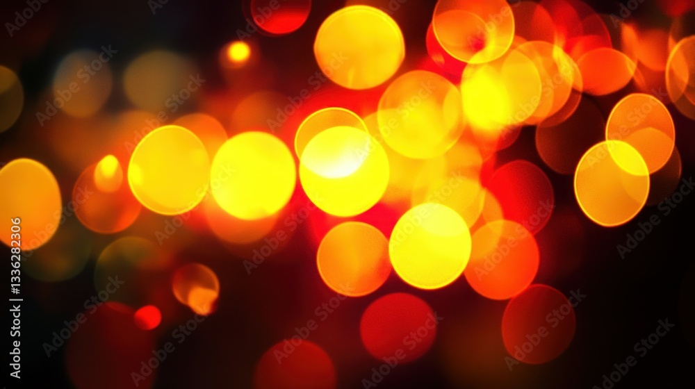 Poster abstract bokeh effect of bright yellow and orange circles