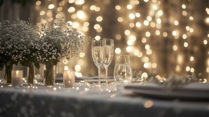 A romantically lit table is set for a special occasion