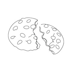 Delicious Chocolate Chip Cookie Broken in Two Pieces