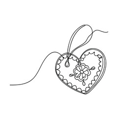 SingleLine Heart Shaped Cookie Ornament Valentines Day Decoration