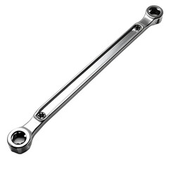 Chrome Double Ended Wrench Tool Isolated on Black Background,