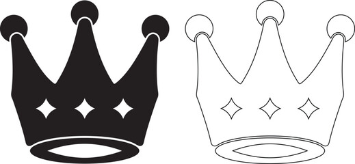 Crown Icon Silhouette Vector Royalty Symbol Clipart on White Background.