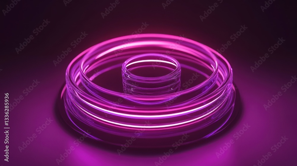 Poster purple illuminated rings glowing with multiple layers of light