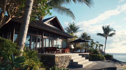 Seaside serenity: Luxurious villa retreat with breathtaking oceanfront panorama